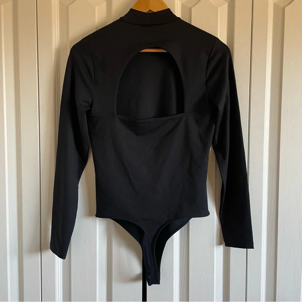 Abercrombie & Fitch Soft Collection Long Sleeve Bodysuit Womens M Black Cutout - Picture 10 of 15